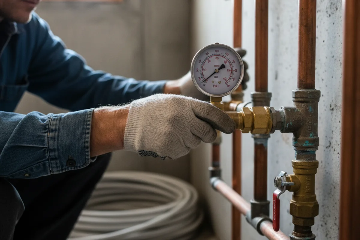 Pressure testing a repaired line during Water Line Repair in Awendaw